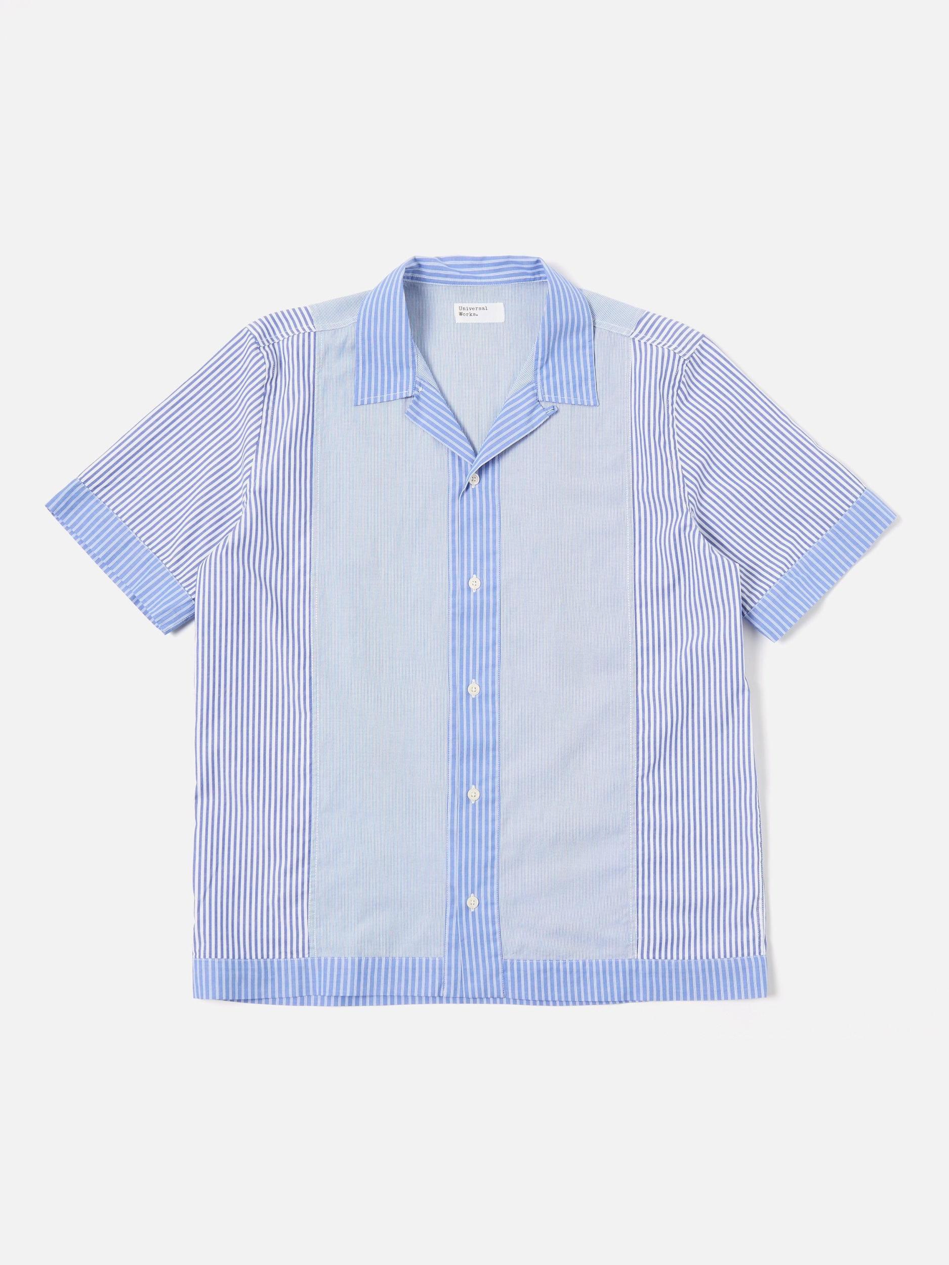 Universal Works Border Panel Shirt in Blue/White Classic Principe Mix Product Image