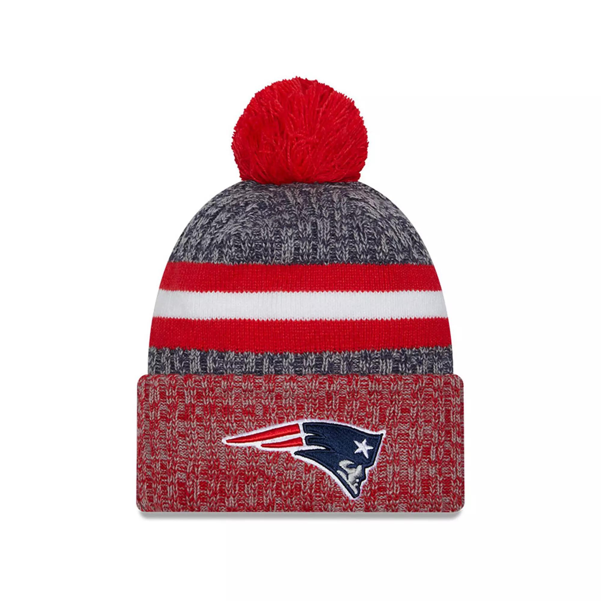 Men's New Era  Navy/Red New England Patriots 2023 Sideline Sport Cuffed Pom Knit Hat, Blue Product Image