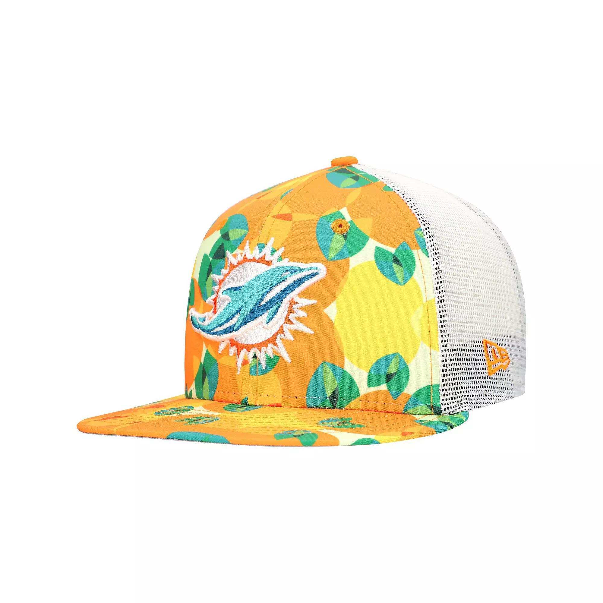 Men's New Era Orange Miami Dolphins Citrus 9FIFTY Trucker Snapback Hat Product Image