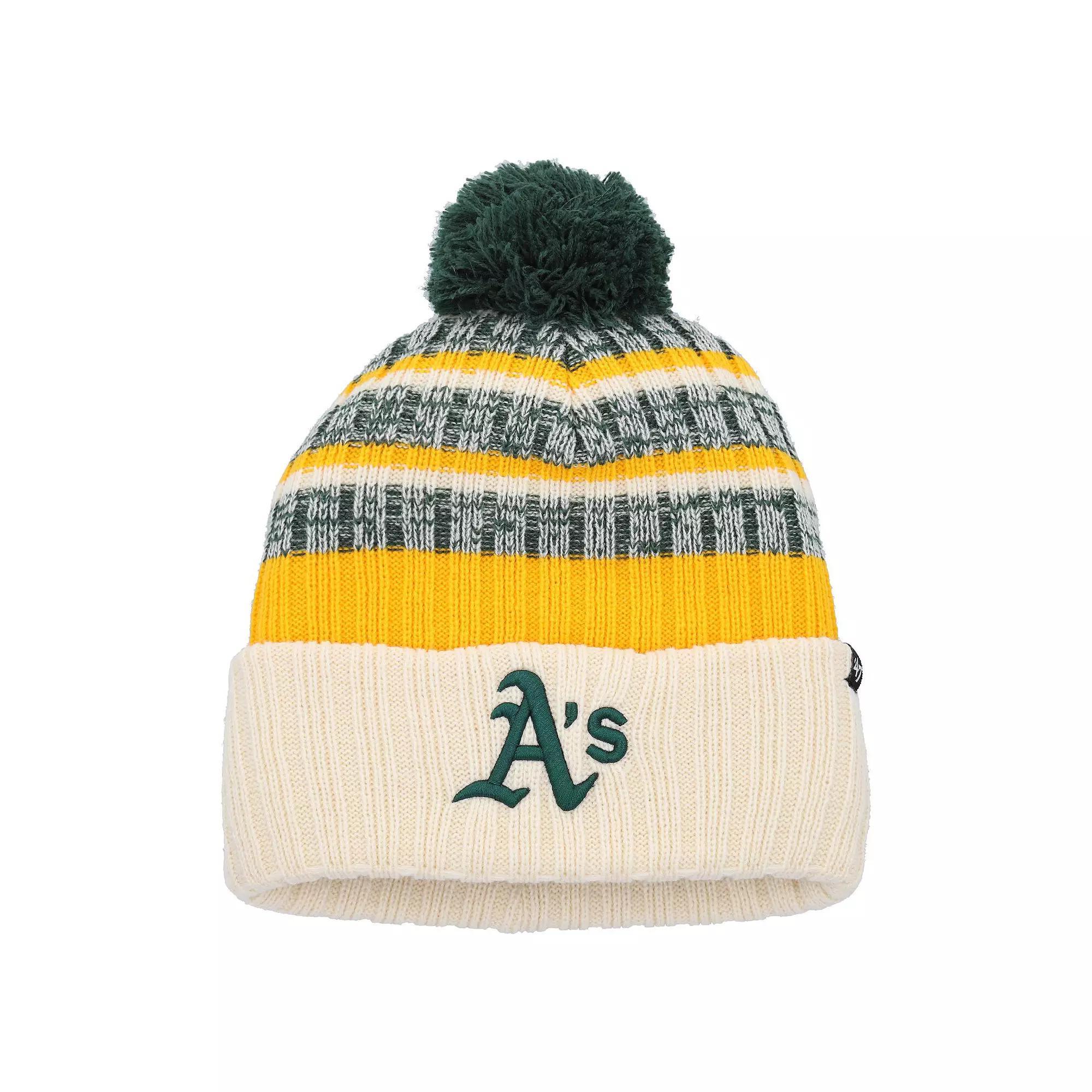 Mens 47 Natural Oakland Athletics Tavern Cuffed Knit Hat with Pom Product Image