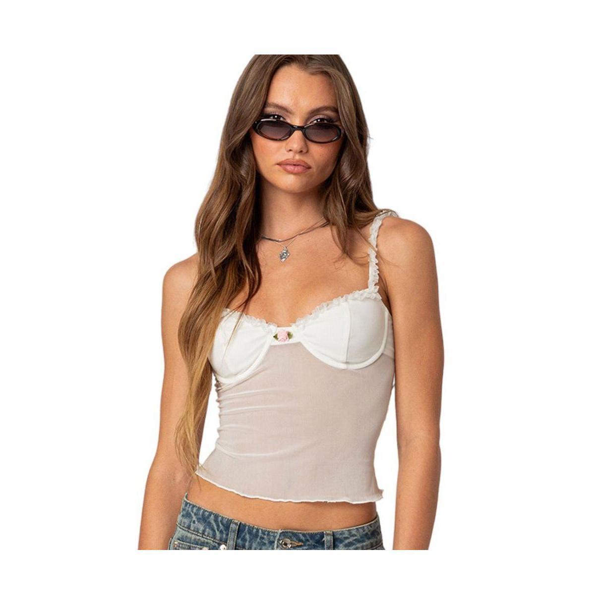 Edikted Womens Lidia Sheer Mesh Bra Top Product Image