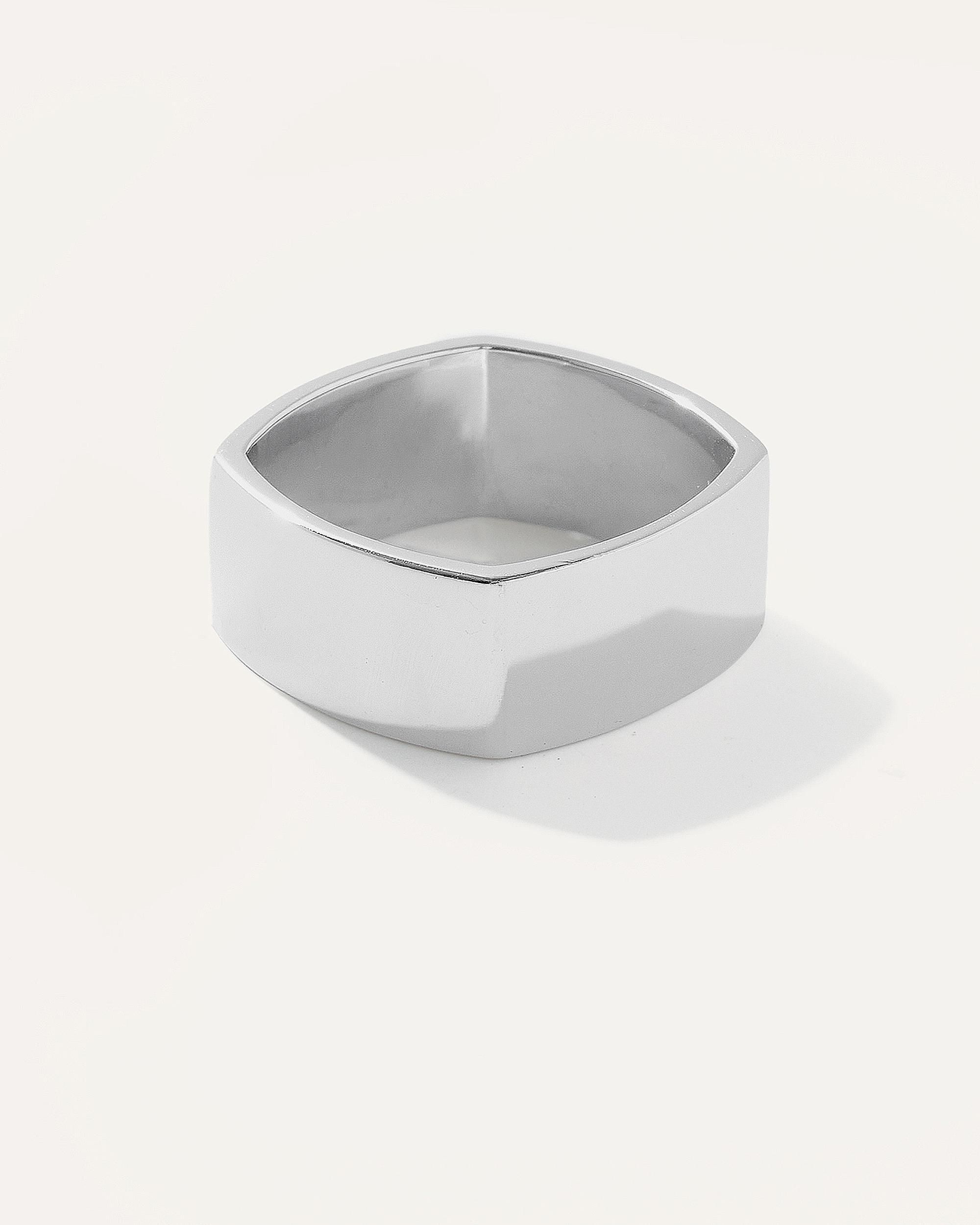 Silver Square Cigar Band Ring  Product Image