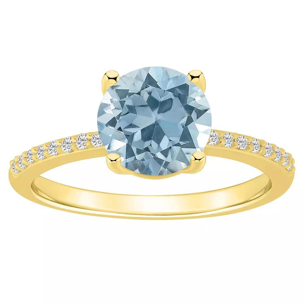 Alyson Layne 14k Gold Sky Blue Topaz & 1/10 Carat T.W. Diamond Ring, Women's, Size: 5 Product Image