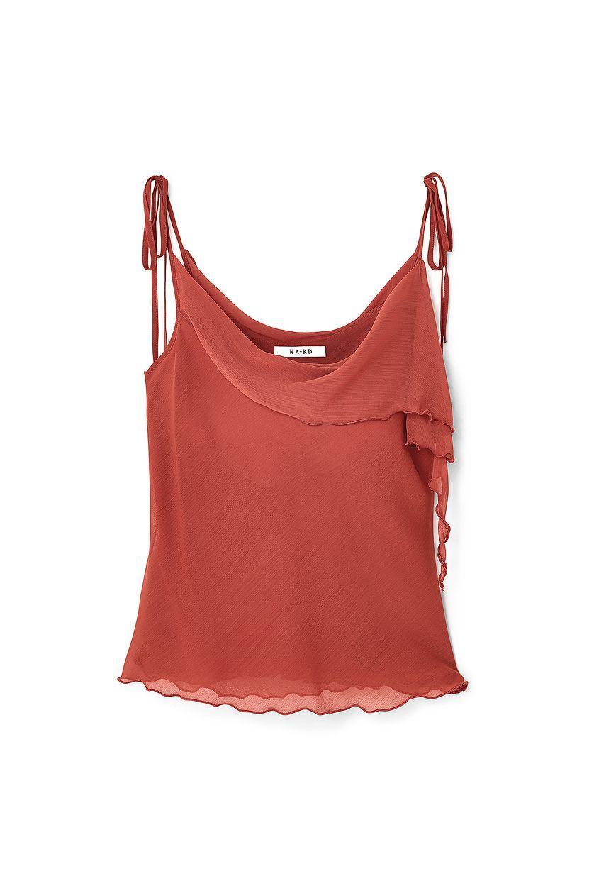 Ruffle Chiffon Tie Detail Top Product Image