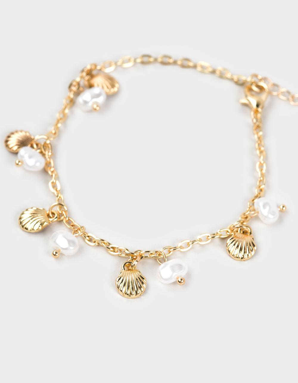 FULL TILT 2 Pack Pearl/Sea Shell Bracelets - GOLD Product Image