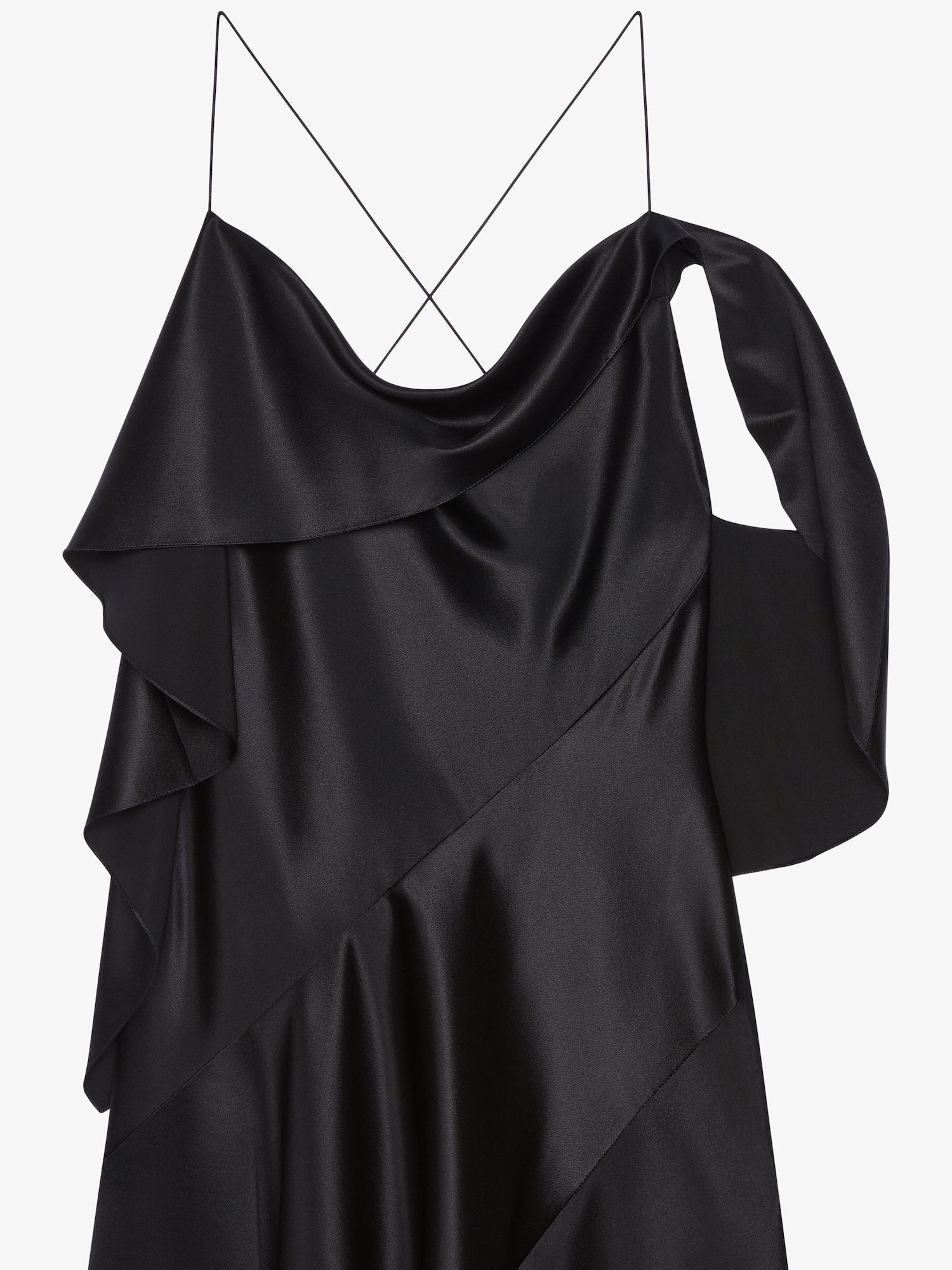 Asymmetric draped dress in satin Product Image