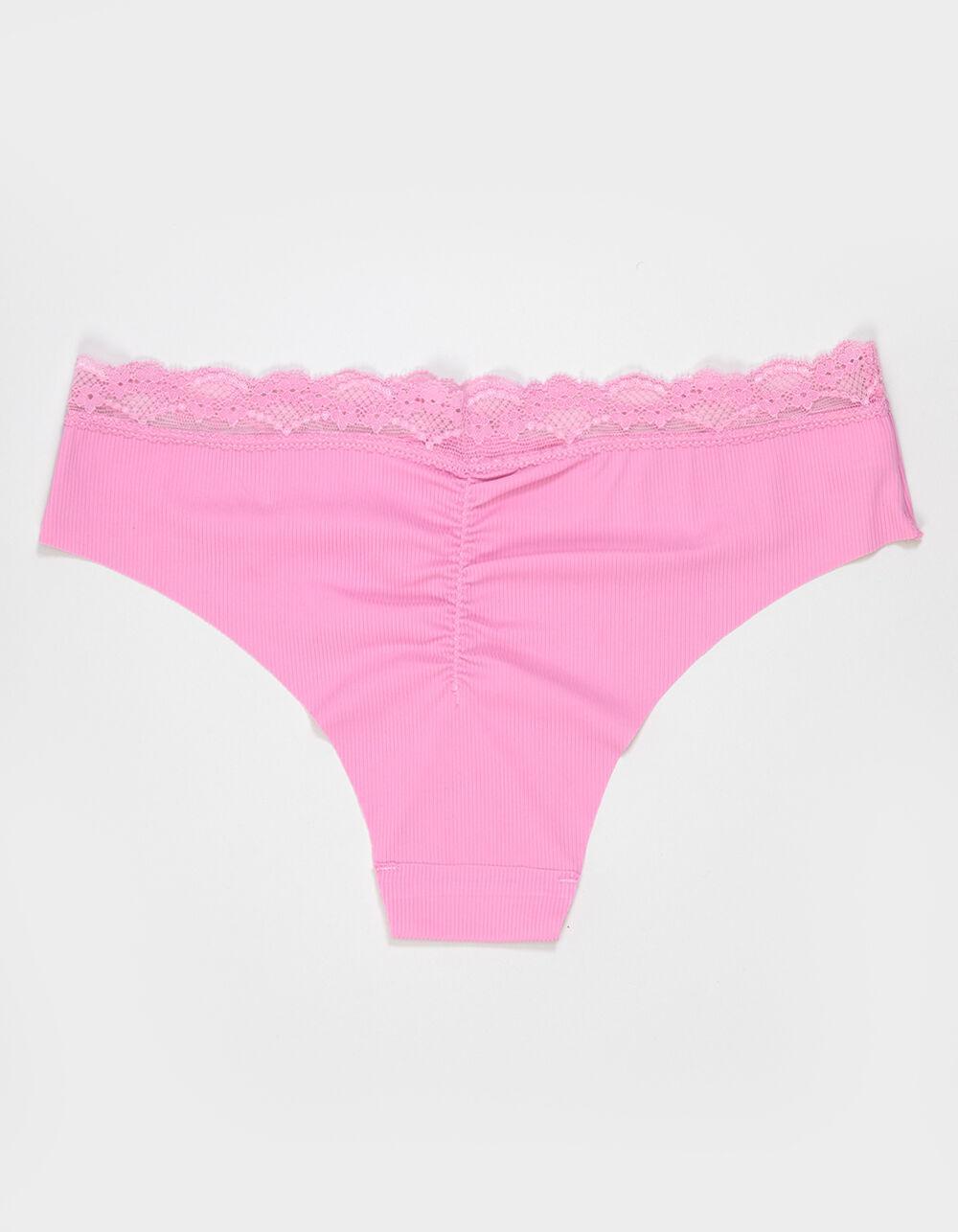 FULL TILT Rib Lace Waistband Cheeky Panties - PINK Product Image