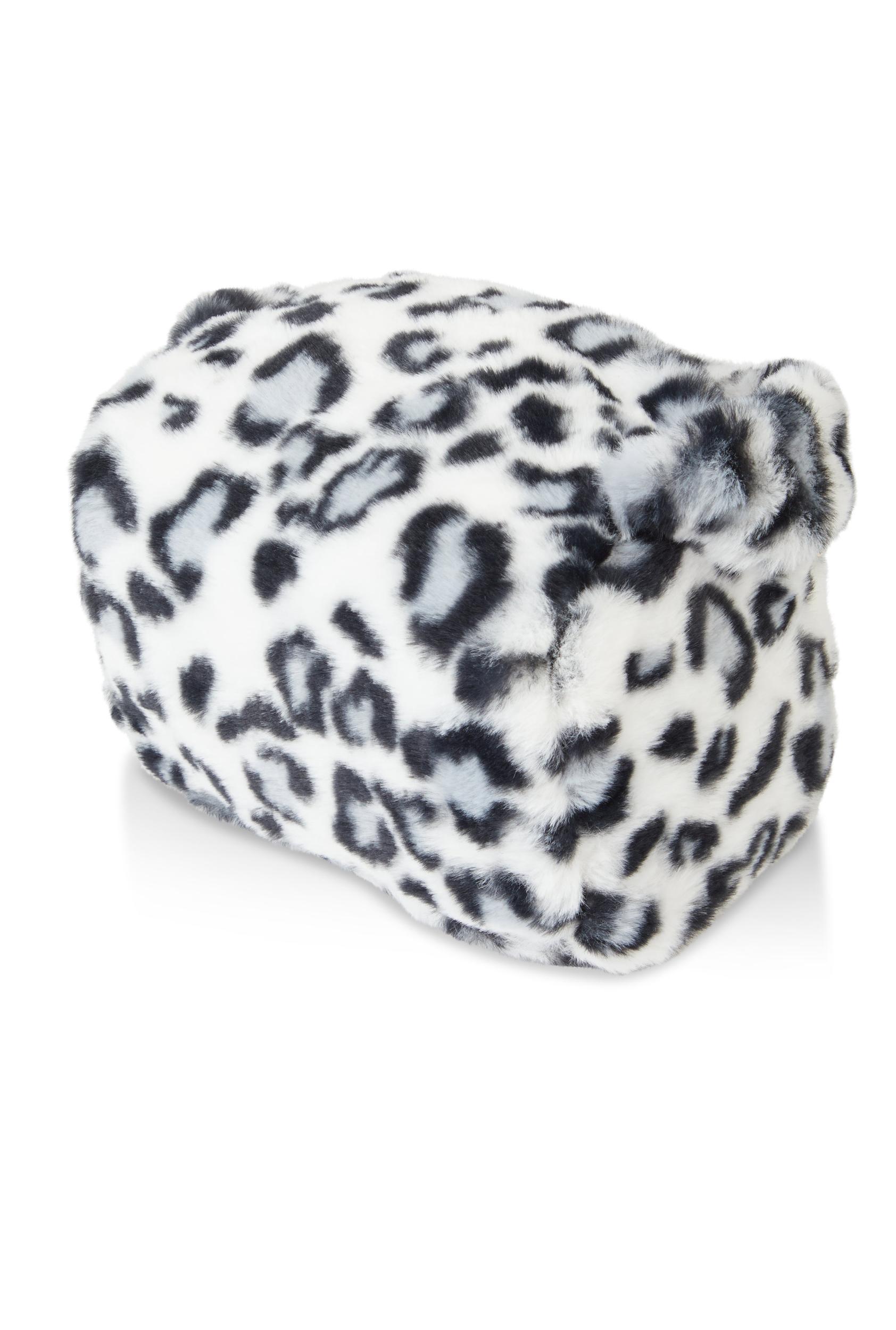 Animal Print Faux Fur Convertible Handbag Female Product Image