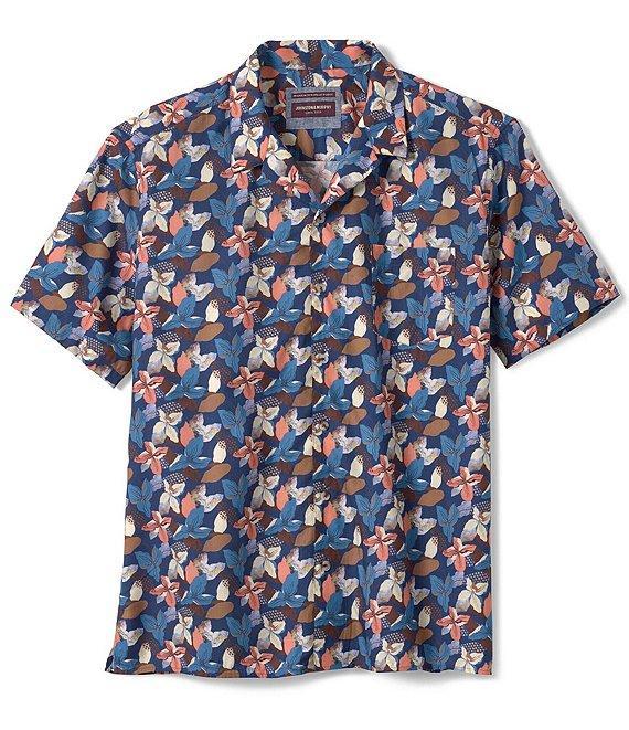 Johnston & Murphy Abstract Floral Print Short Sleeve Woven Camp Shirt Product Image