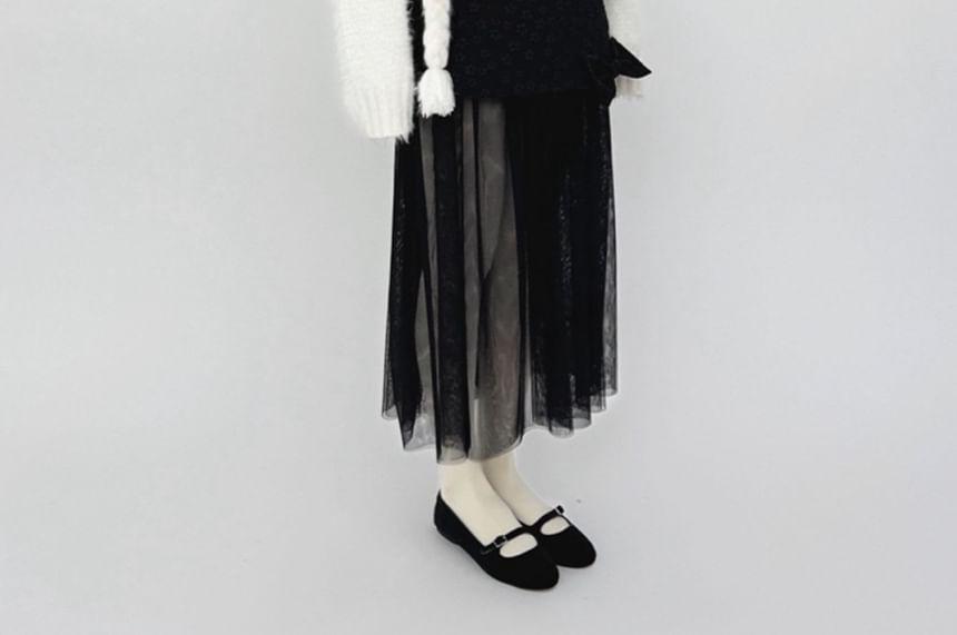 Set: V-Neck Plain Loose-Fit Sweater + Braid Knit Scarf Product Image