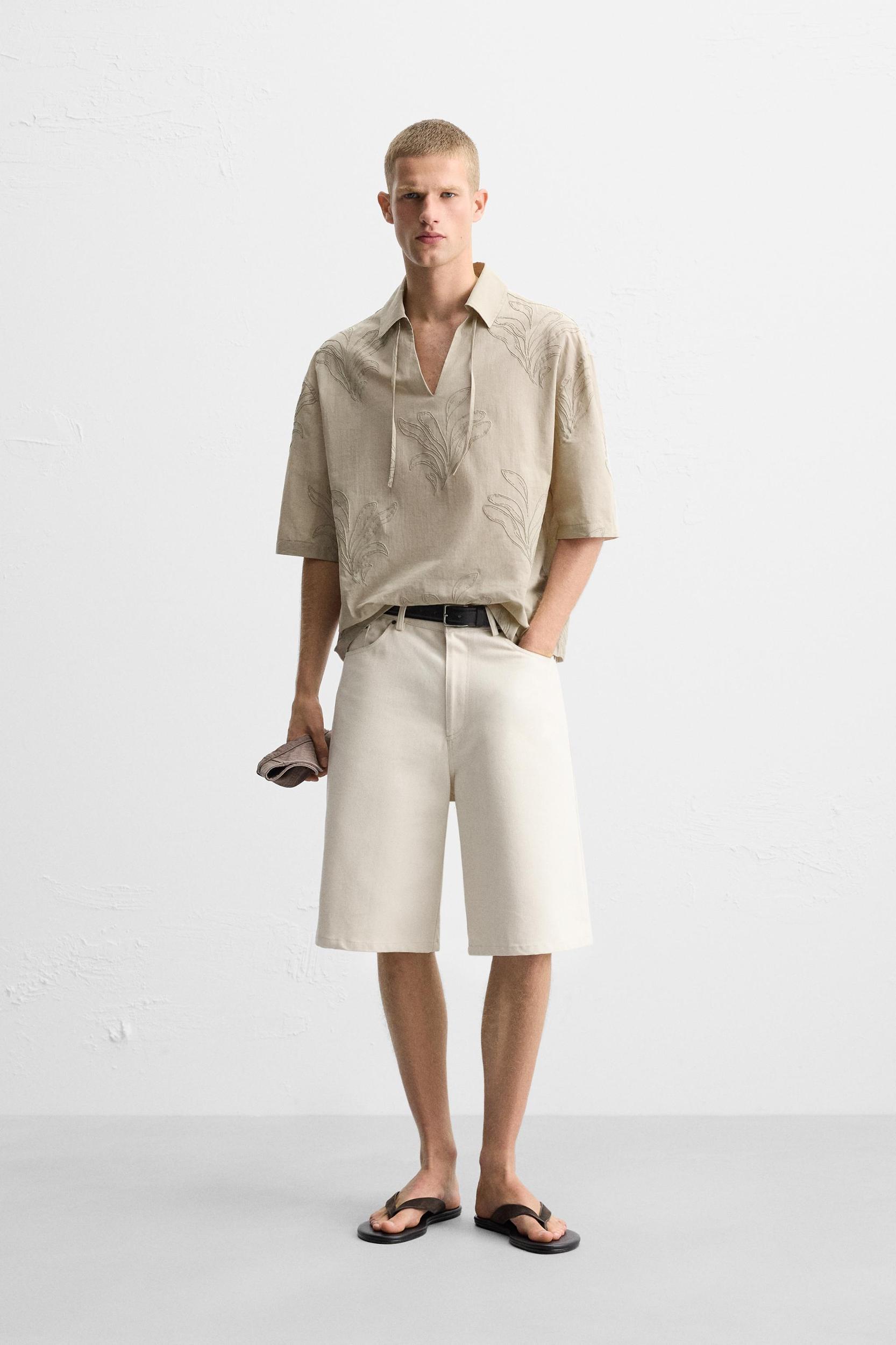 LEAF EMBROIDERED SHIRT Product Image