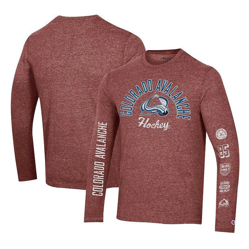 Men's Champion Heather Black Carolina Hurricanes Multi-Logo Tri-Blend Long Sleeve T-Shirt, Size: Small, Charco Product Image