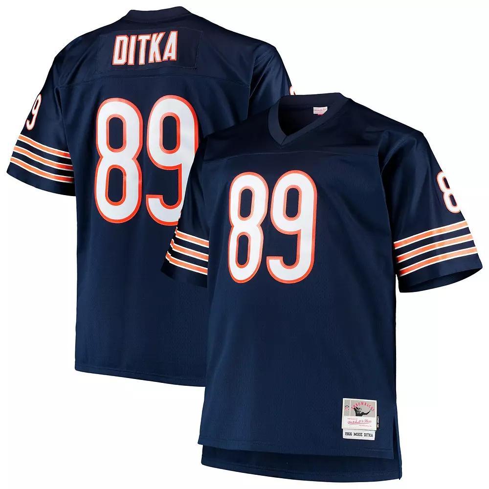 Men's Mitchell & Ness Mike Ditka Navy Chicago Bears Big & Tall 1966 Retired Player Replica Jersey, Size: 2XLT, Blue Product Image