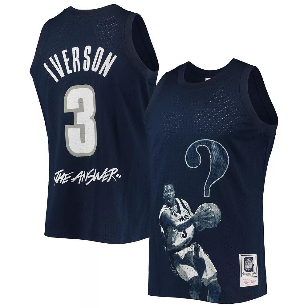 Men's Mitchell & Ness Allen Iverson Navy Georgetown Hoyas The Answer Replica Jersey, Size: XL, Grg Blue Product Image