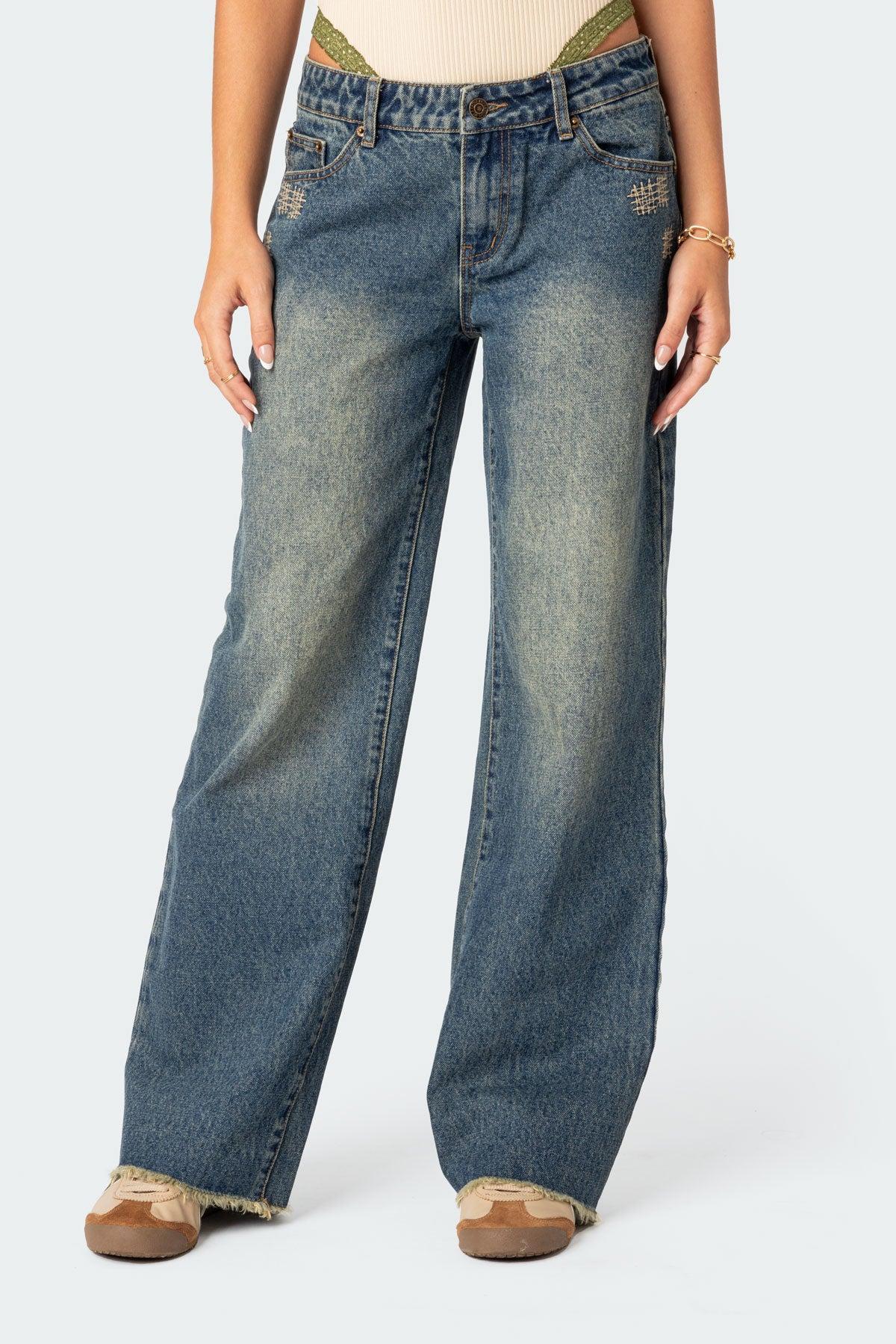 Doll House Low Rise Washed Jeans Product Image