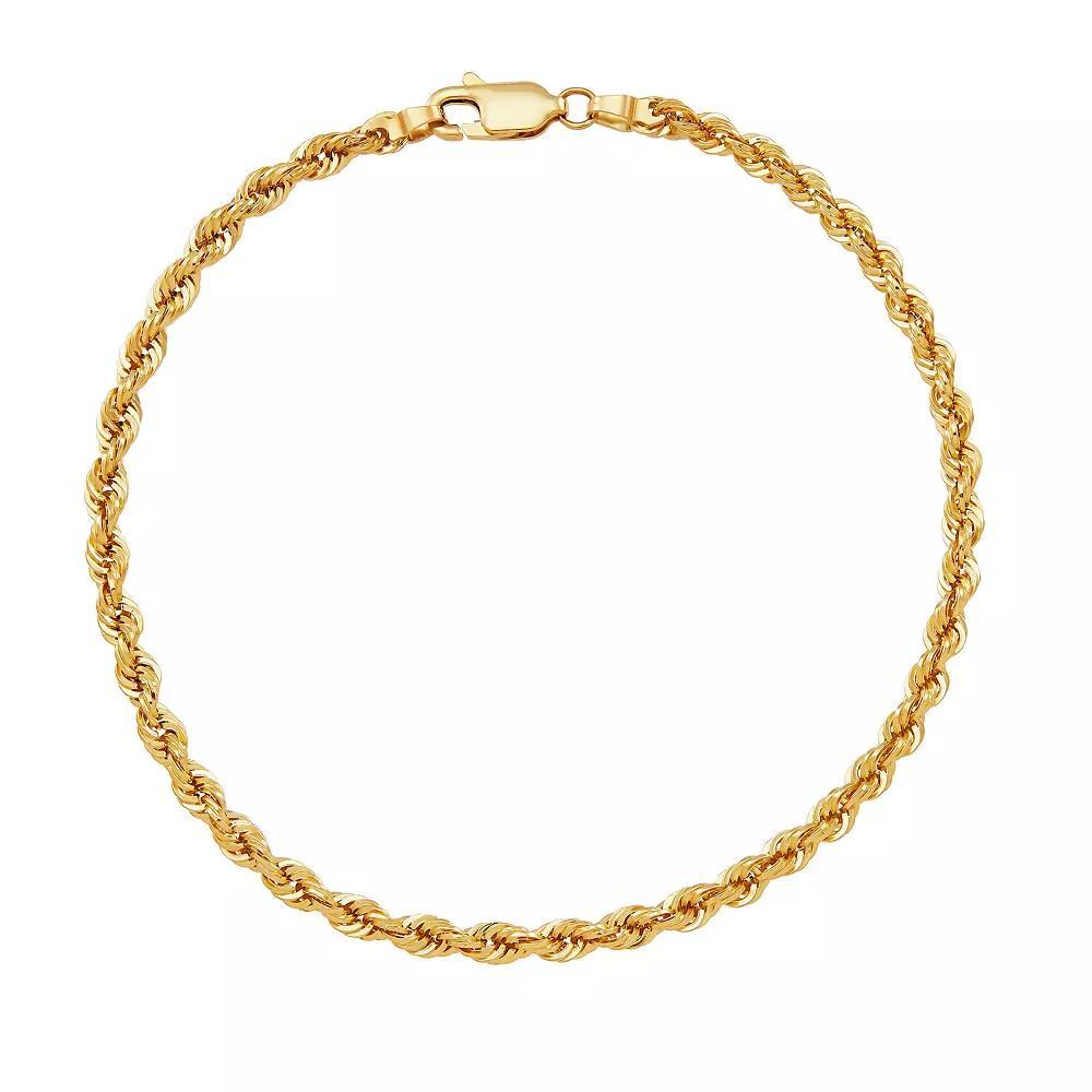 Everlasting Gold 14k Gold Hollow Glitter Rope Bracelet, Womens Product Image