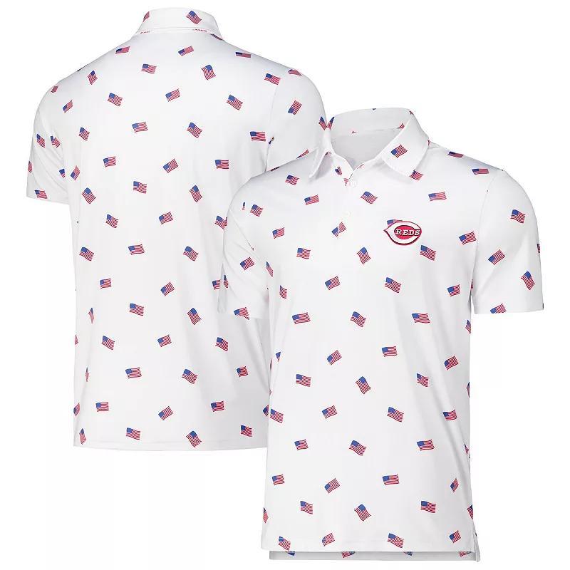 Men's Antigua White Cincinnati Reds  Americana Polo, Size: XL, Red White Product Image