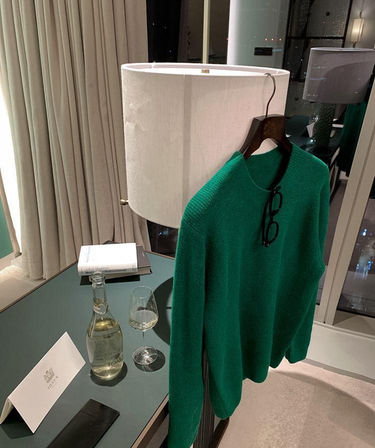 Crew Neck Plain Sweater Product Image