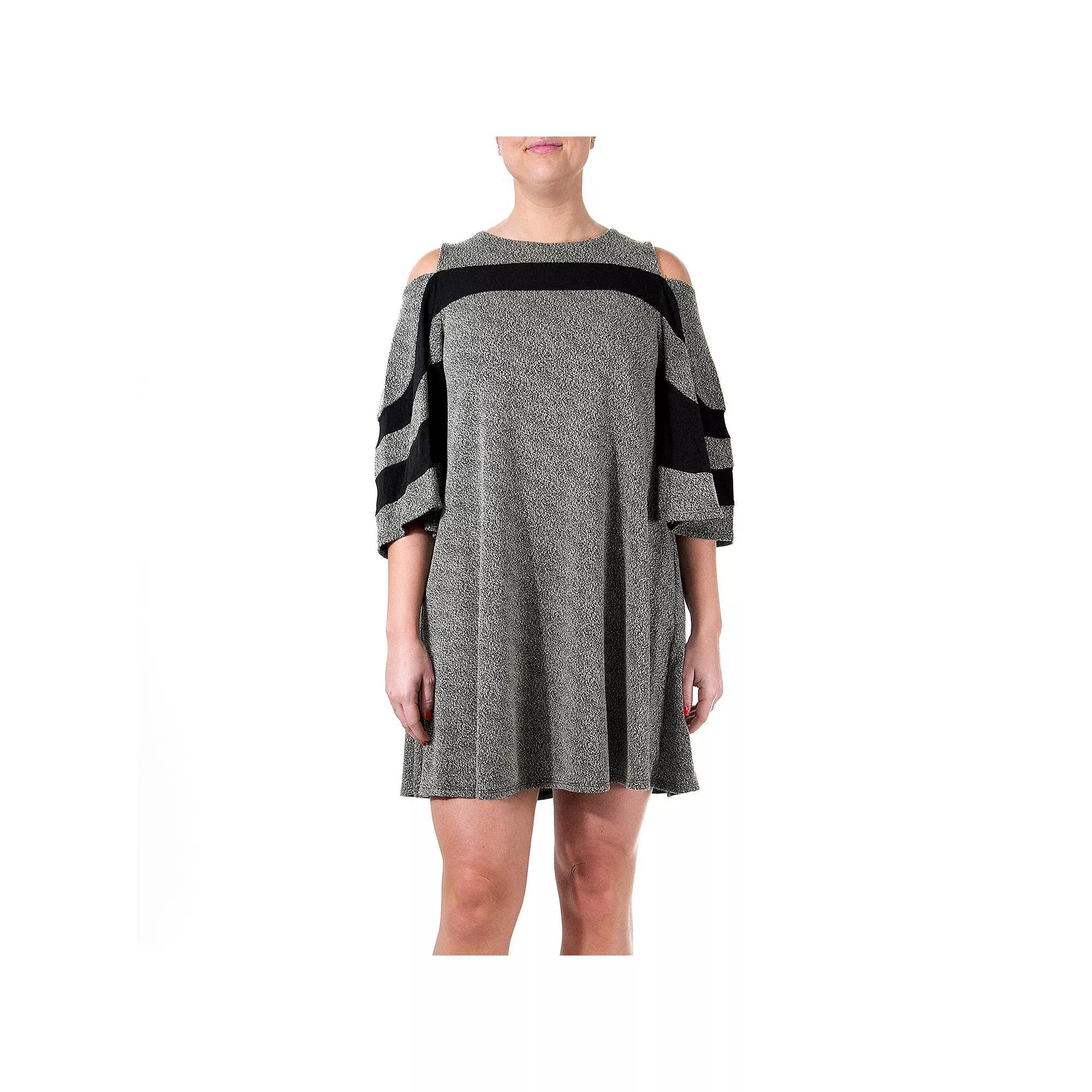 Womens Nina Leonard Colorblock Cold-Shoulder Swing Dress Product Image