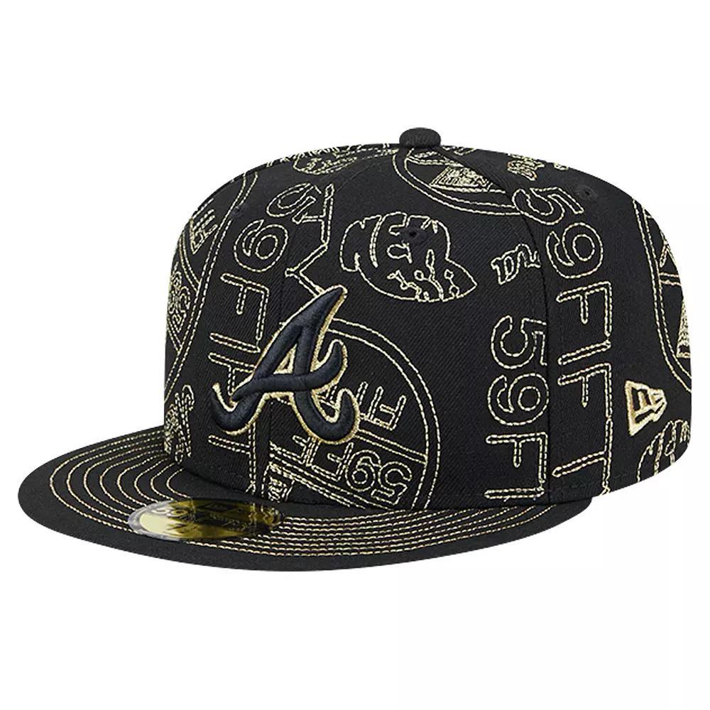 Men's New Era Black Atlanta Braves 59FIFTY Day Allover Fitted Hat, Size: 7 Product Image