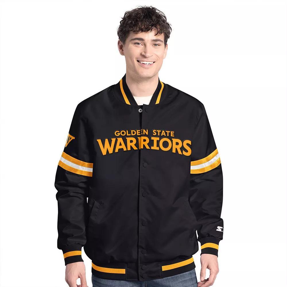 Men's Starter  Navy Cleveland Guardians Scout Full-Snap Varsity Jacket, Size: 3XL, Grd Blue Product Image