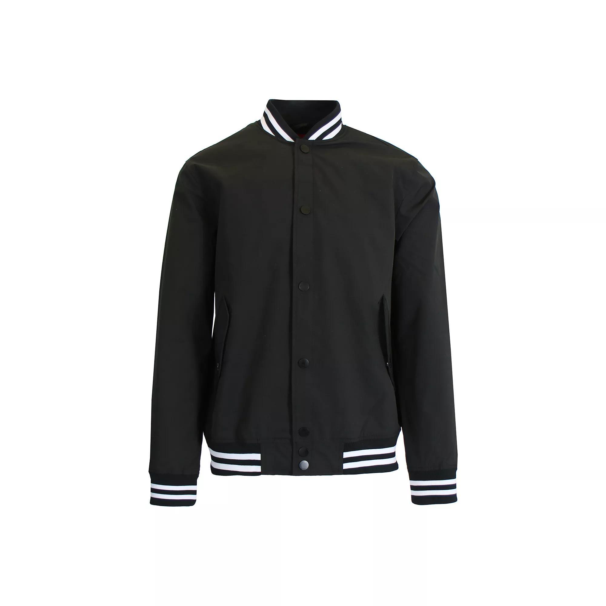 Men's Spire by Galaxy Lightweight Varsity Jacket, Size: Small, Black Black Product Image