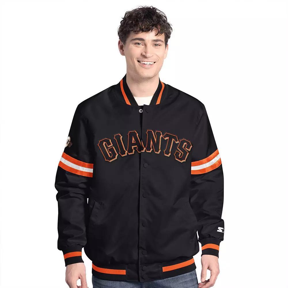 Men's Starter  Navy Cleveland Guardians Scout Full-Snap Varsity Jacket, Size: Small, Grd Blue Product Image