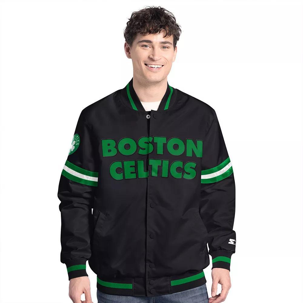 Men's Starter  Black Boston Celtics Scout Varsity Full-Snap Jacket, Size: Small Product Image