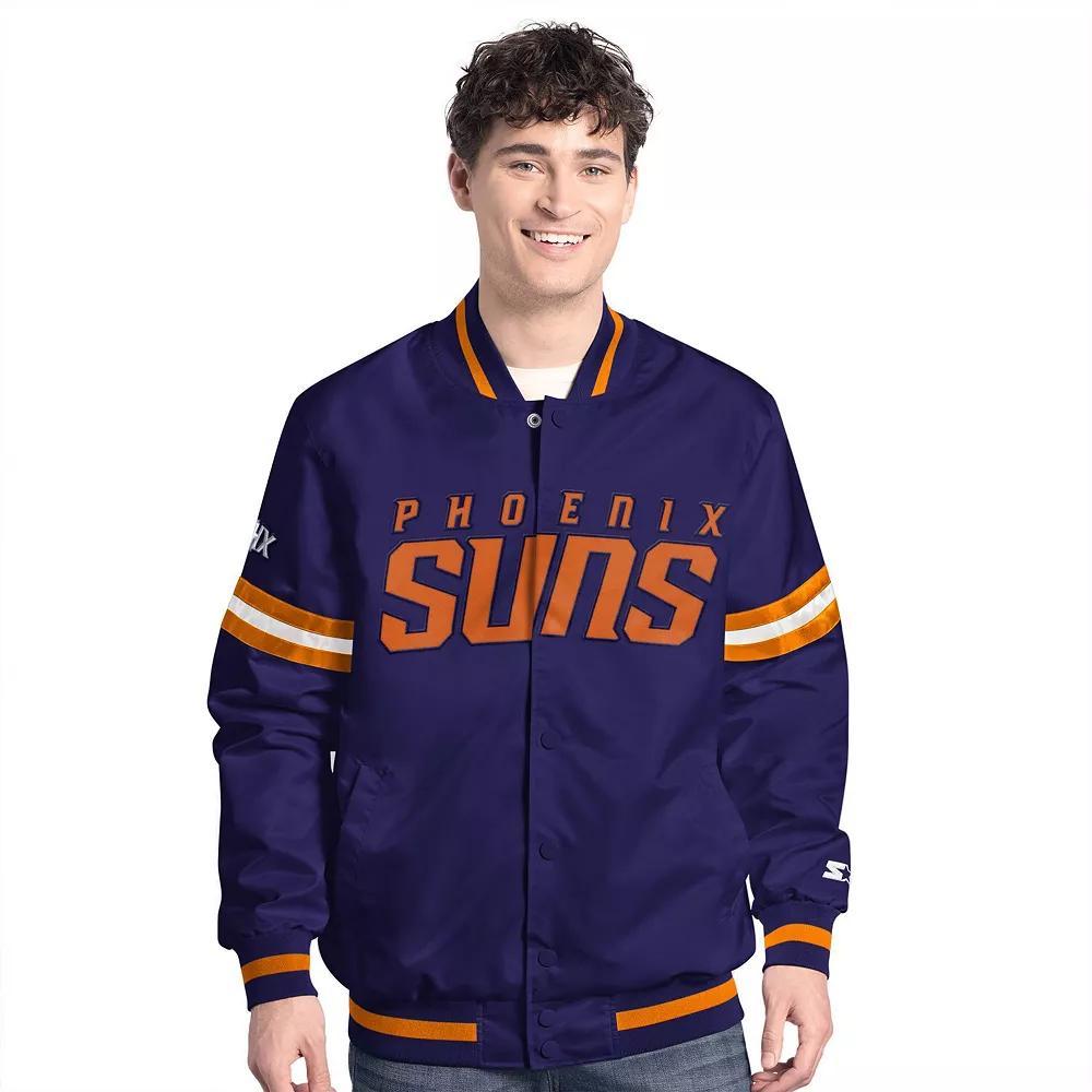 Men's Starter  Navy Cleveland Guardians Scout Full-Snap Varsity Jacket, Size: Small, Grd Blue Product Image