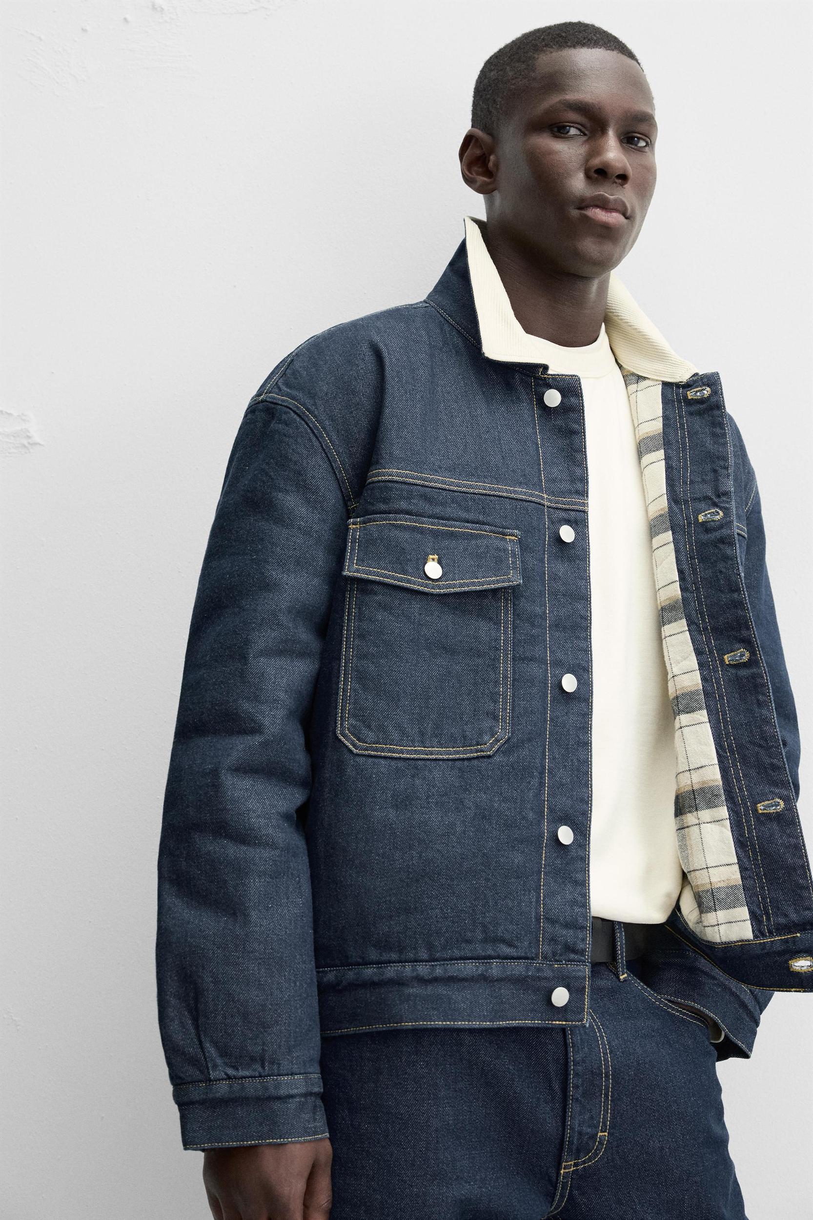CONTRAST COLLAR DENIM JACKET Product Image