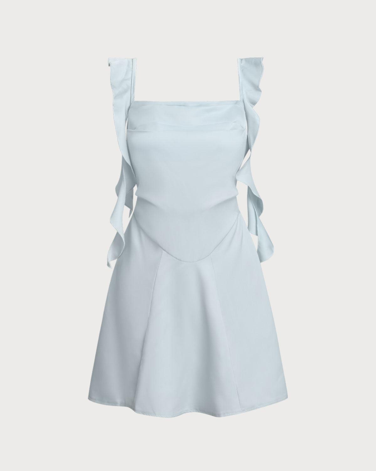 Blue Square Neck Slip Mini Dress Product Image