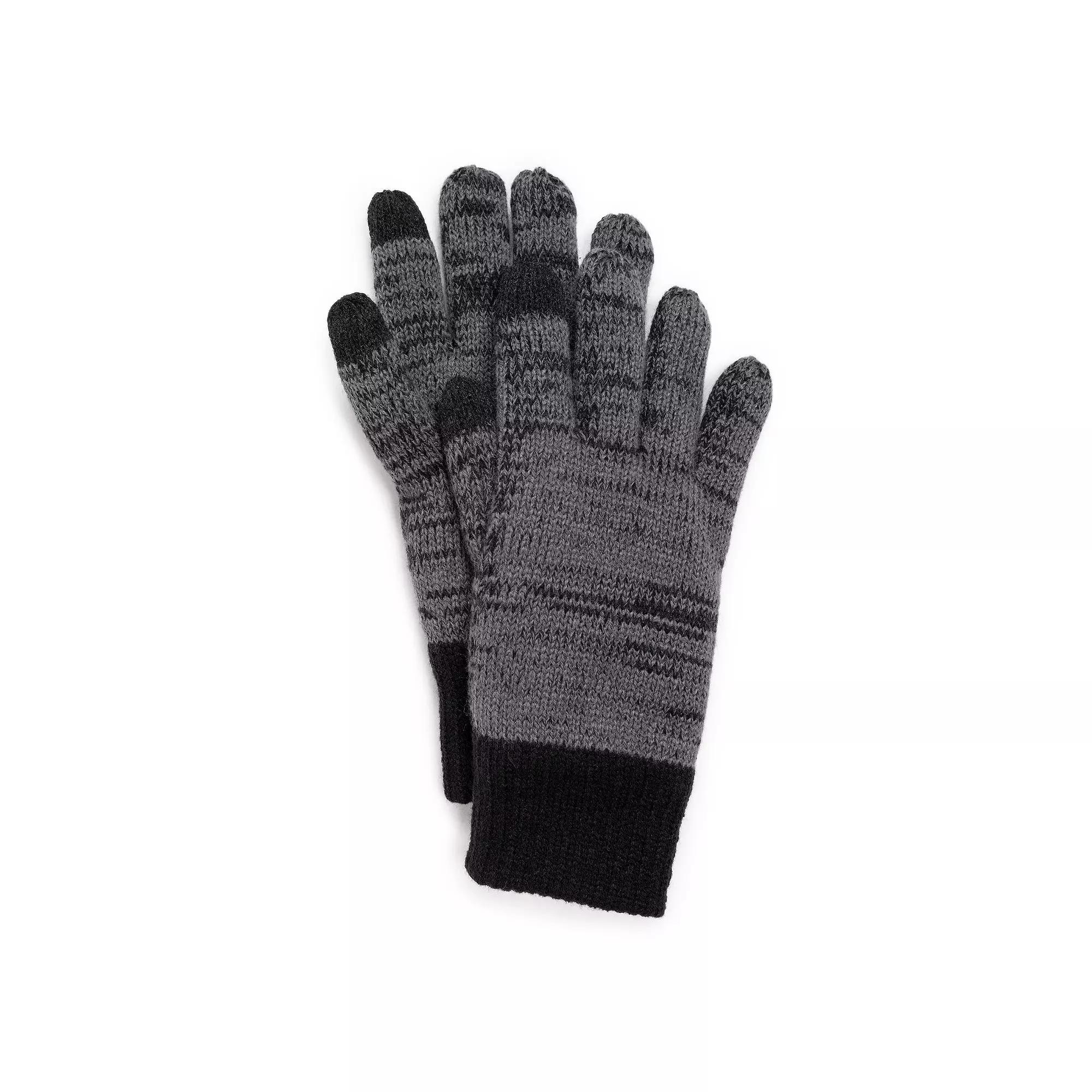 Mens MUK LUKS Heat Retainer Gloves, Silver Ebony Marl Product Image