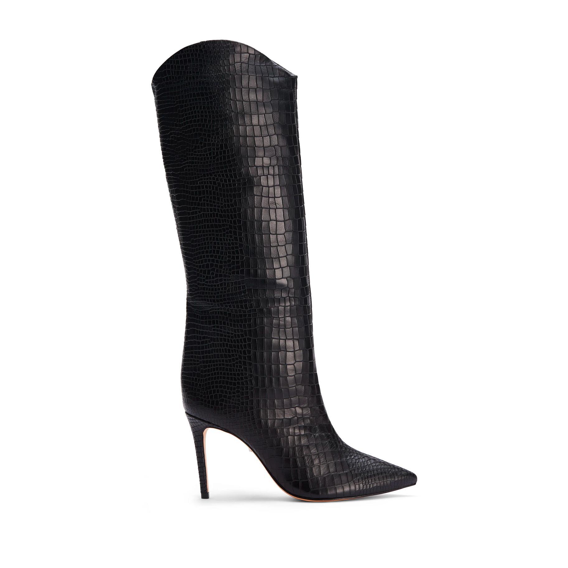 Maryana Snake-Print Leather Knee Boots Product Image