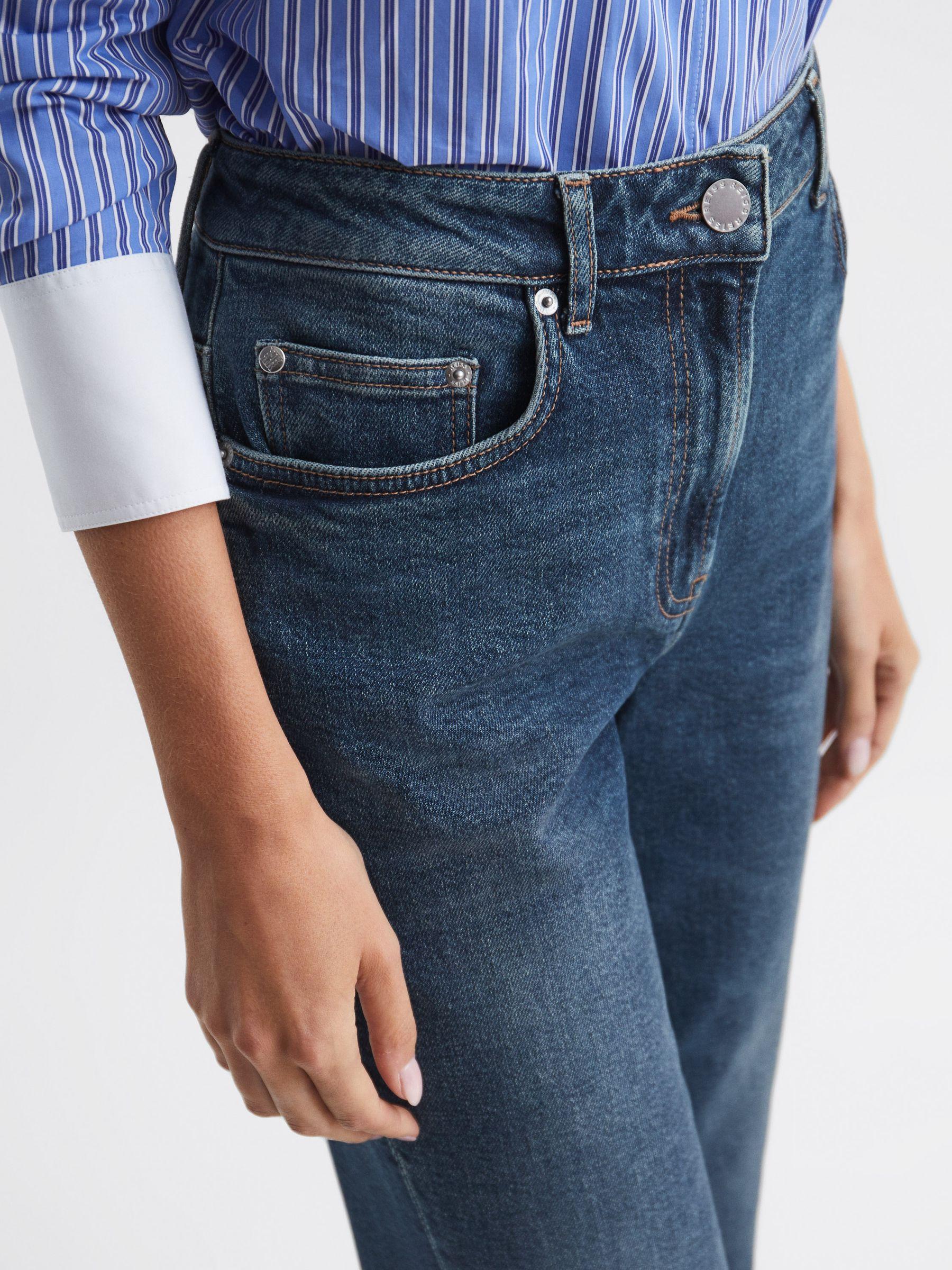 Straight Leg Boyfriend Jeans in Mid Blue Product Image