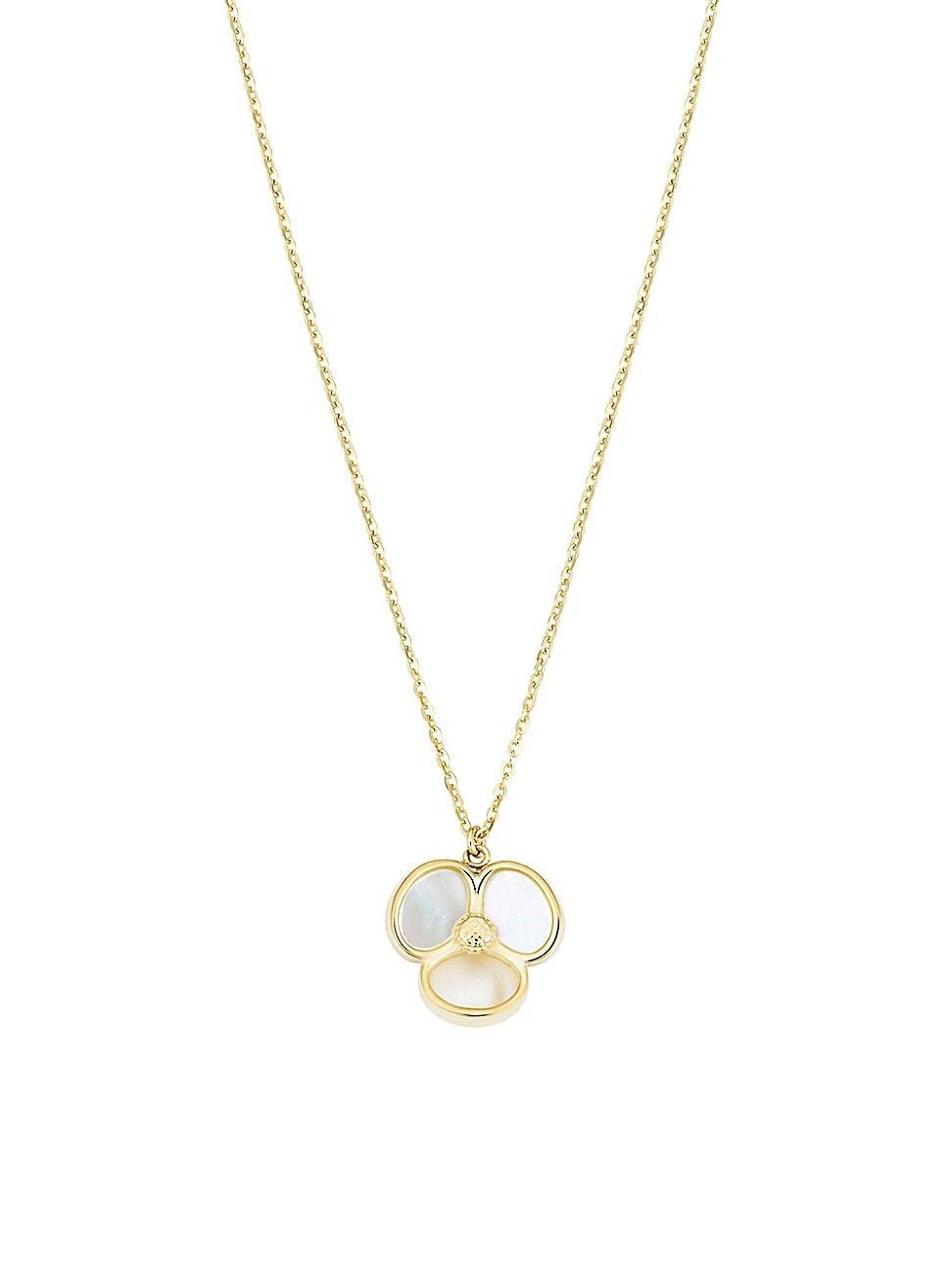 Womens 14K Yellow Solid Gold Petals of Pearl Necklace Product Image