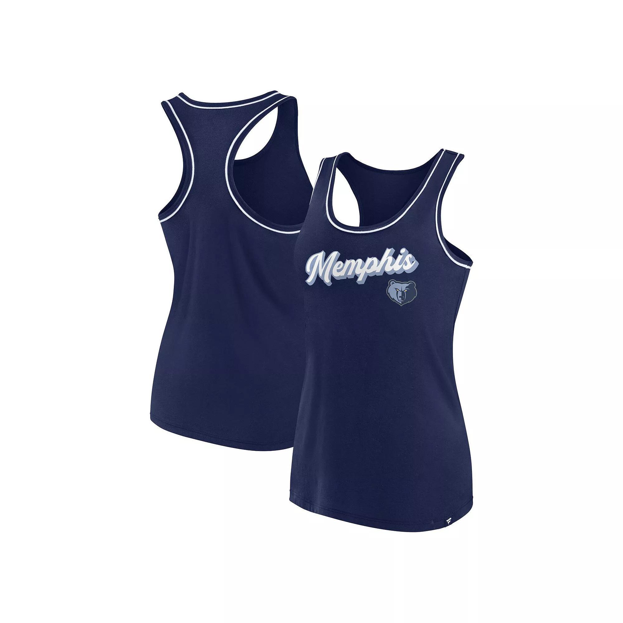 Women's Fanatics Branded Navy Memphis Grizzlies Wordmark Logo Racerback Tank Top, Size: Medium, Grz Blue Product Image