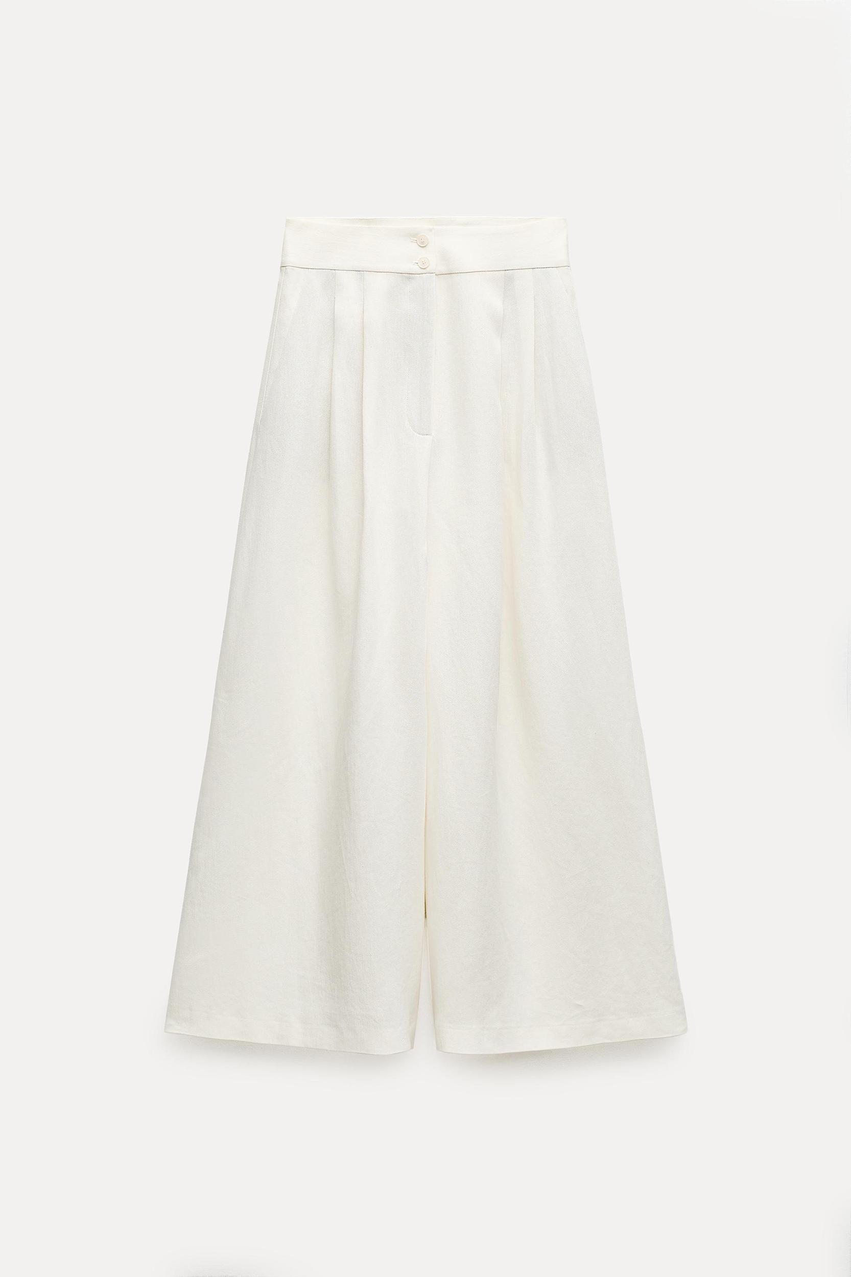 LINEN BLEND PLEATED PANTS ZW COLLECTION Product Image
