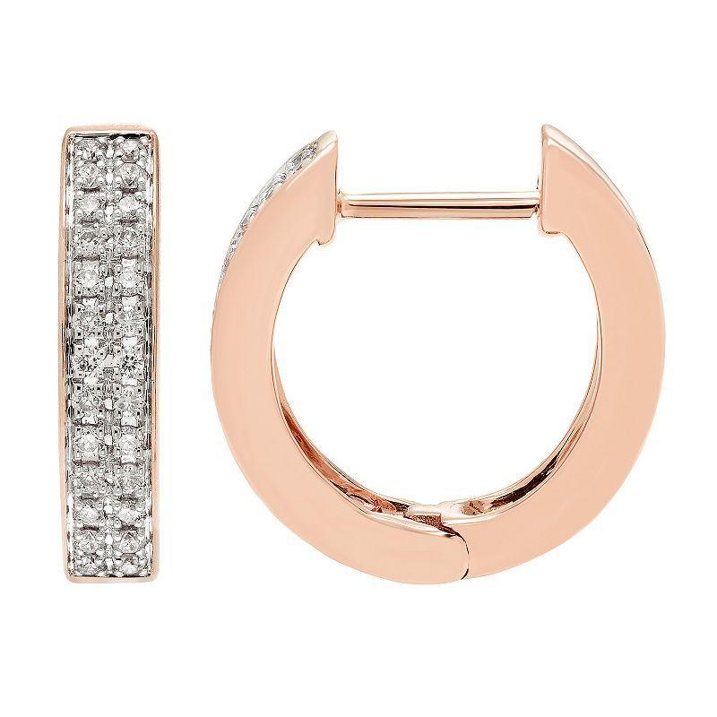 The Regal Collection 14k Gold 1/4 Carat T.W. Certified Diamond Huggie Hoop Earrings, Women's, 14k White Gold Product Image