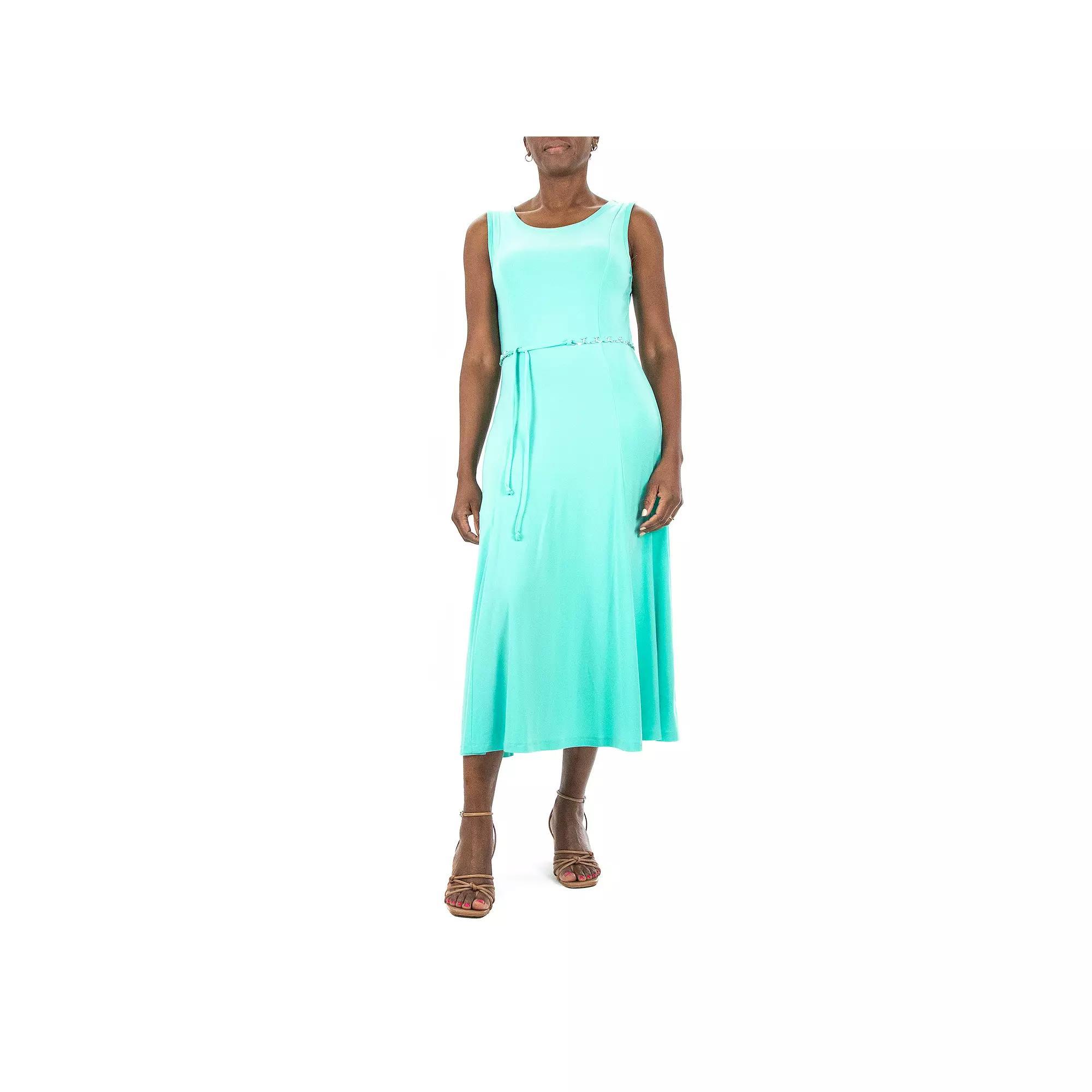 Women's Nina Leonard A-Line Midi Tank Top Dress, Size: Medium, Green Product Image