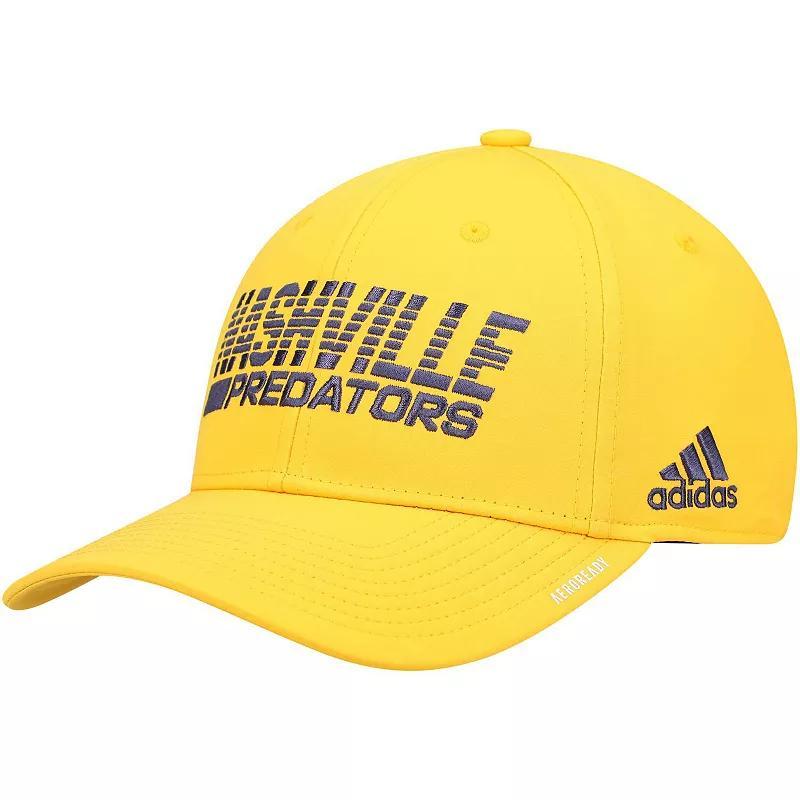 Men's adidas Gold Nashville Predators 2021 Locker Room AEROREADY Flex Hat, Size: Medium/Large, Pdt Gold Product Image