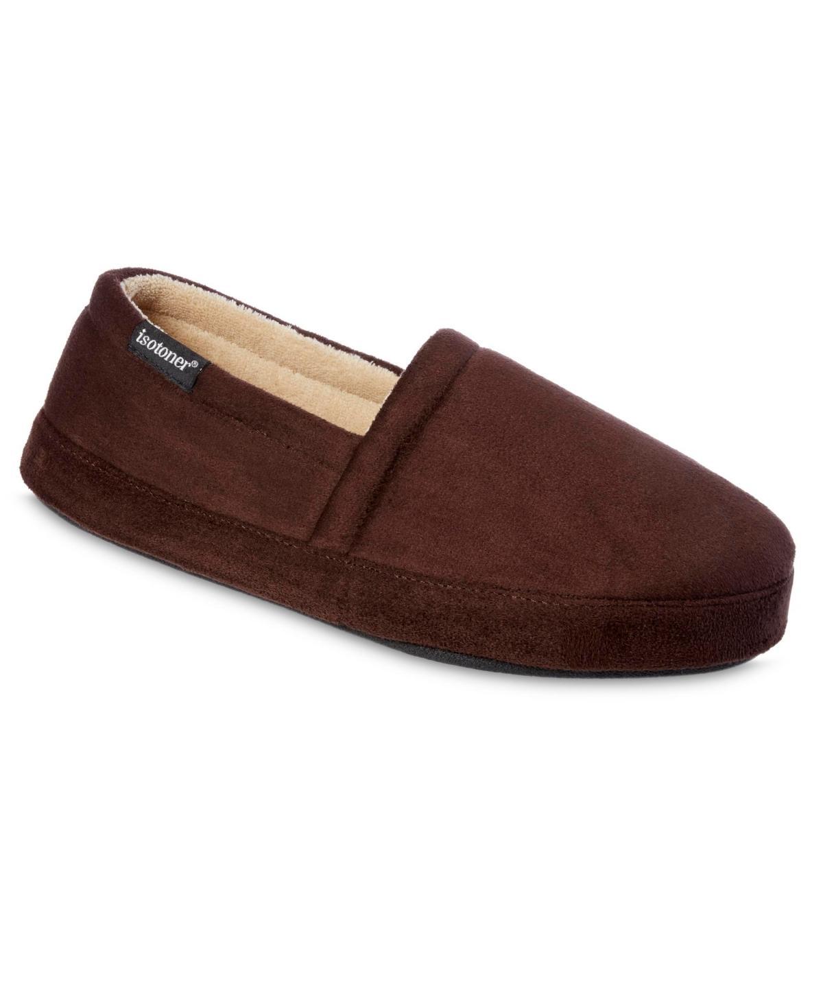 Isotoner Men's Microsuede Round Essentials Closed Back Slippers - Black XL Product Image