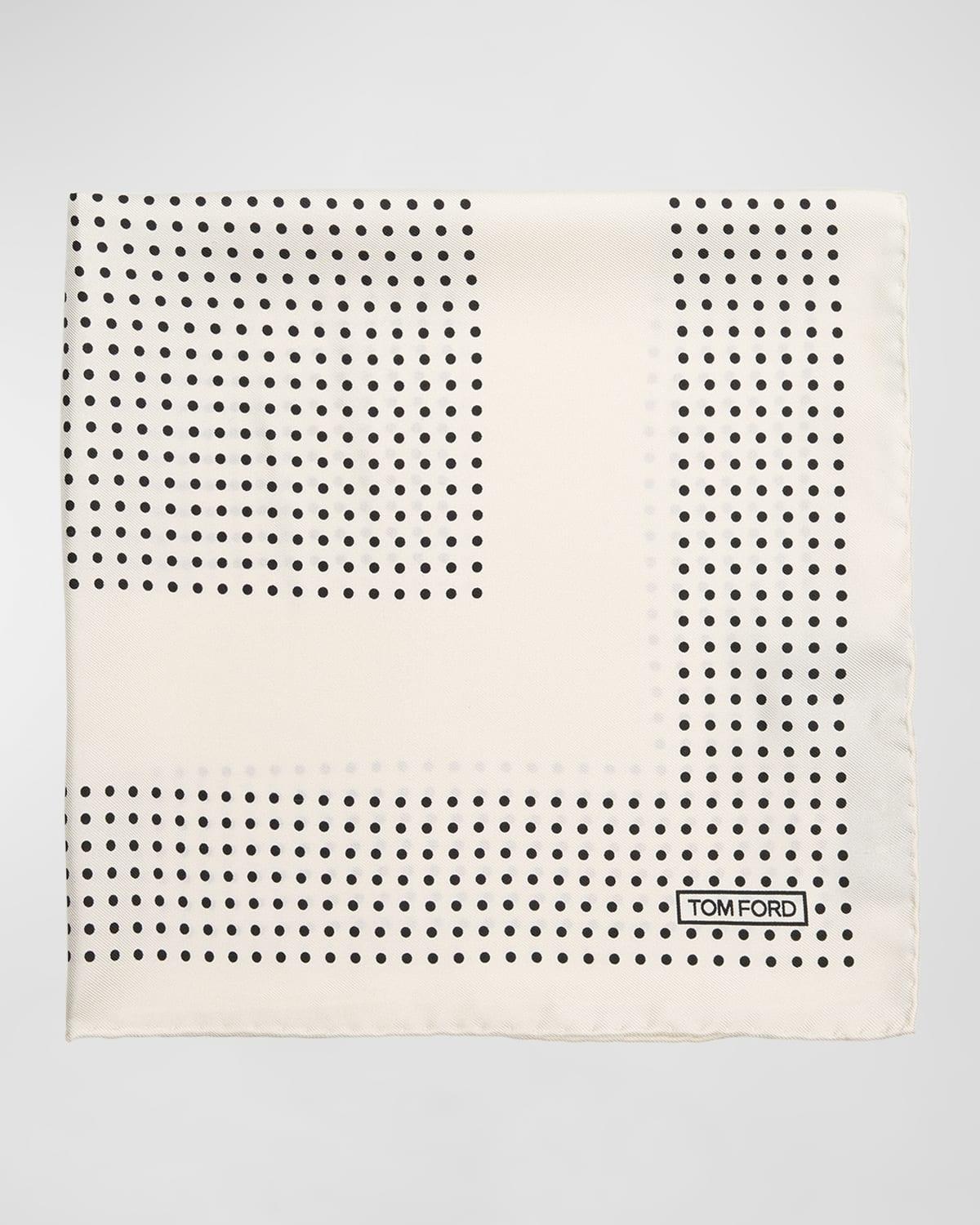 Mens Mulberry Silk Polka Dot-Print Pocket Square Product Image