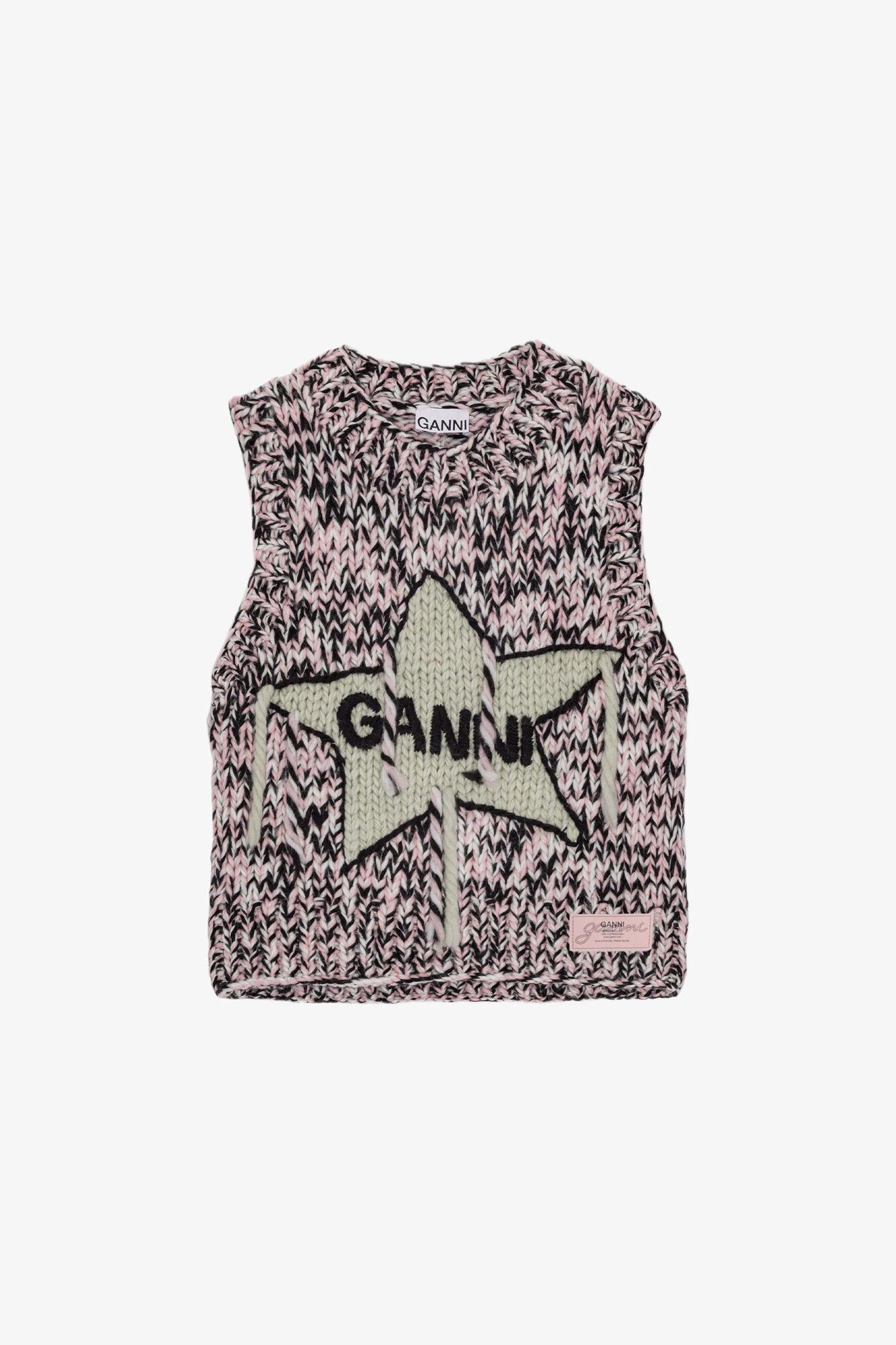Pink Graphic Wool Handknit Vest Product Image