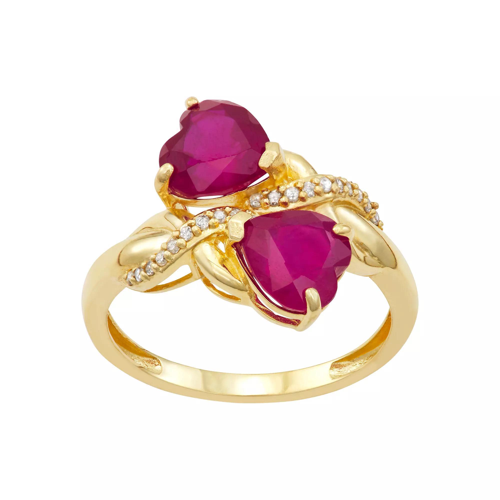 Tiara 10k Gold Ruby and Diamond Ring, Women's, Size: 5 Product Image