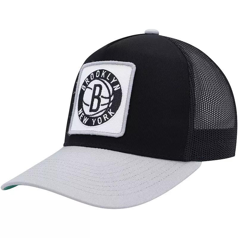Mens Mitchell & Ness /Gray Brooklyn Nets SOUL Truck It Trucker Snapback Hat Product Image