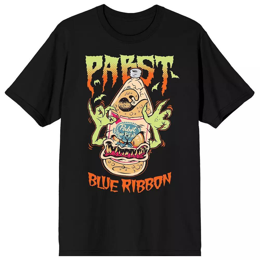 Men's Pabst Blue Ribbon Halloween Beer Bottle Monster Graphic Tee, Size: XL, Black Product Image