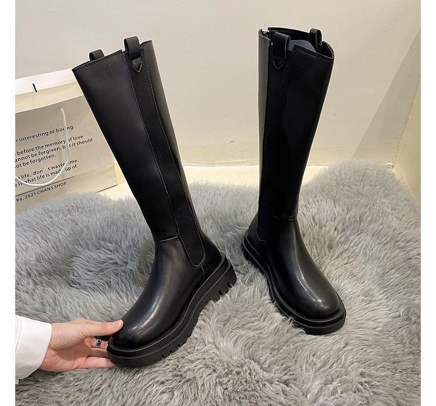 Faux Leather Platform Tall Chelsea Boots Product Image