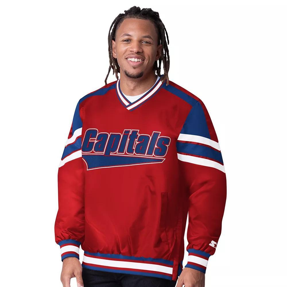 Men's Starter  Red Washington Capitals Reliver I V-Neck Pullover Sweatshirt, Size: XL Product Image