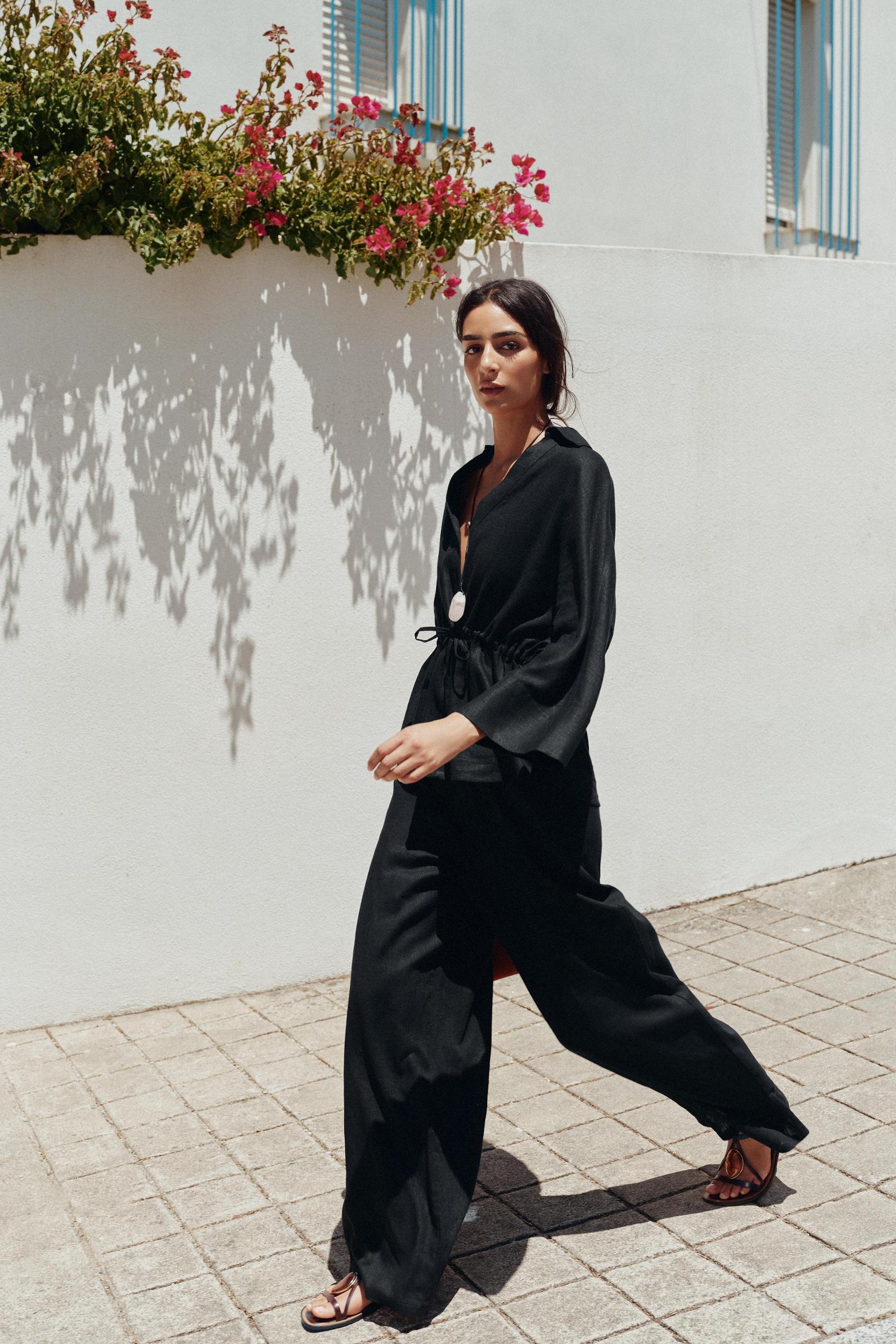 WIDE LINEN PANTS Product Image