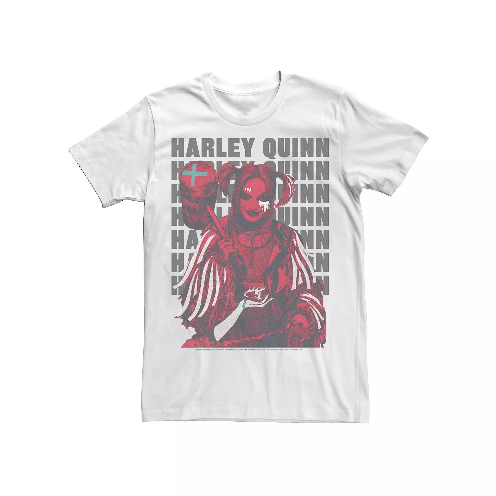 Men's Harley Quinn: Birds of Prey Stacked Text Tee, Size: XXL, Red Grey Product Image
